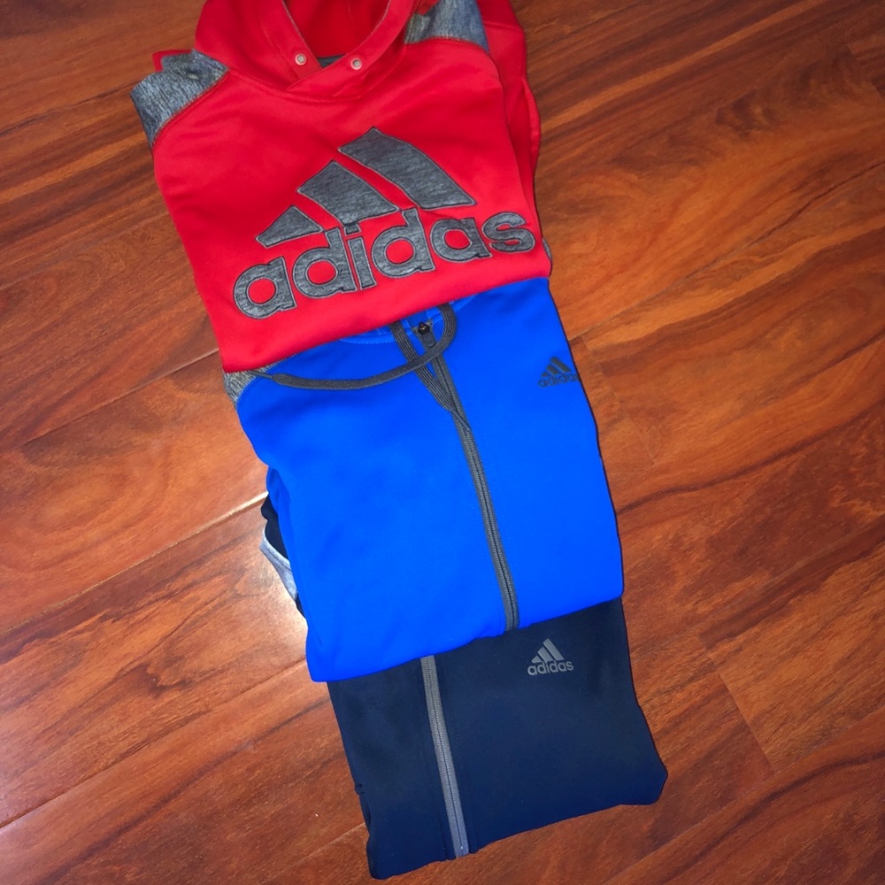 Adidas Sweatshirt Bundle (2 zip ups and 1 hoodie)